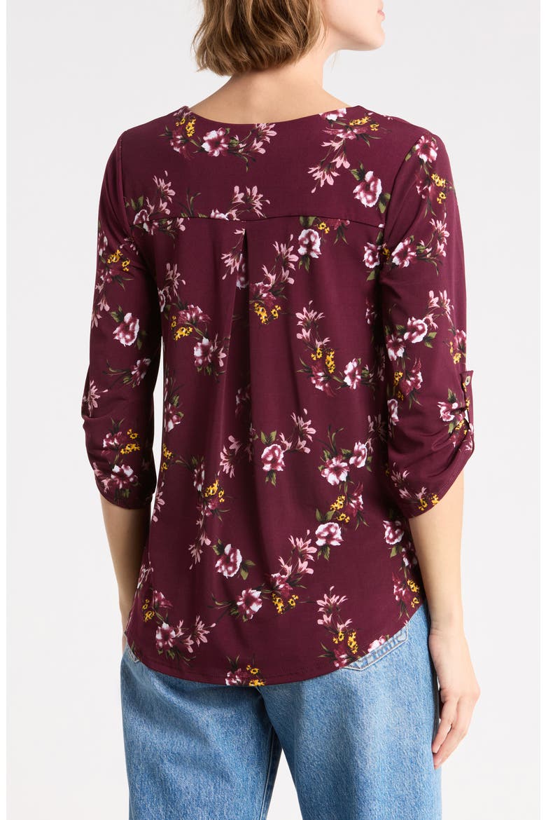 Floral Surplice High Low Top, Alternate, color, BURGUNDY FLORAL