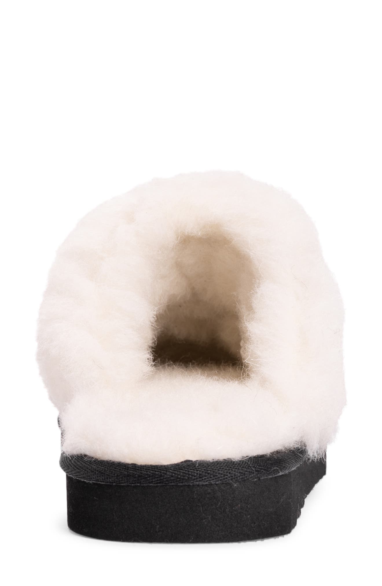 MUK LUKS Dawn Suede Scuff Slipper with Genuine Shearling Trim, Alternate, color, Ebony