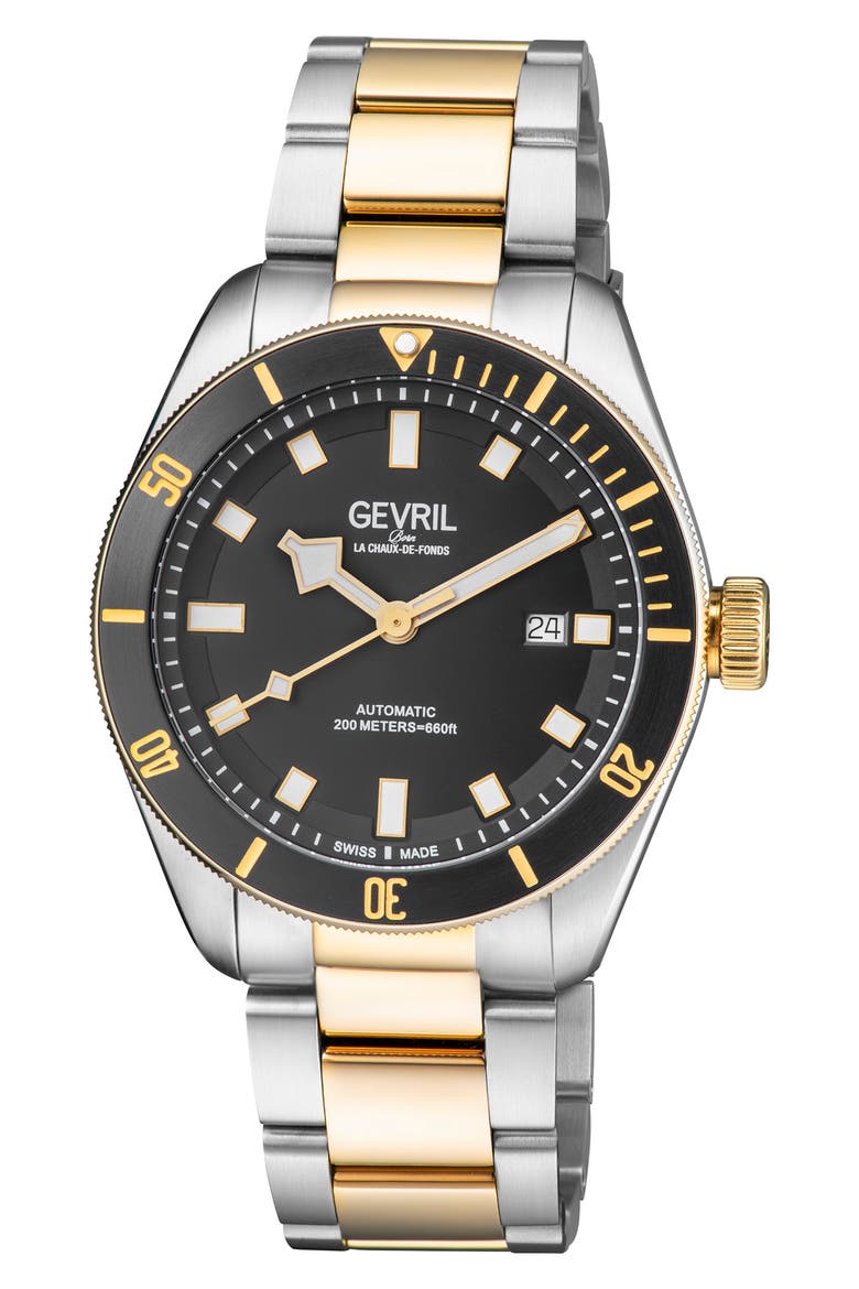 Men's Yorkville Two-Tone Bracelet Watch, 43mm, Main, color, TWO TONED SS IPYG