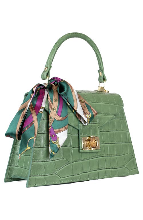 Shop Persaman New York Marta Croc Embossed Satchel With Scarf
