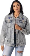 THE WILD COLLECTIVE Women's The Wild Collective Dallas Cowboys Rhinestone Denim Sequin Fringe Button-Up Jacket