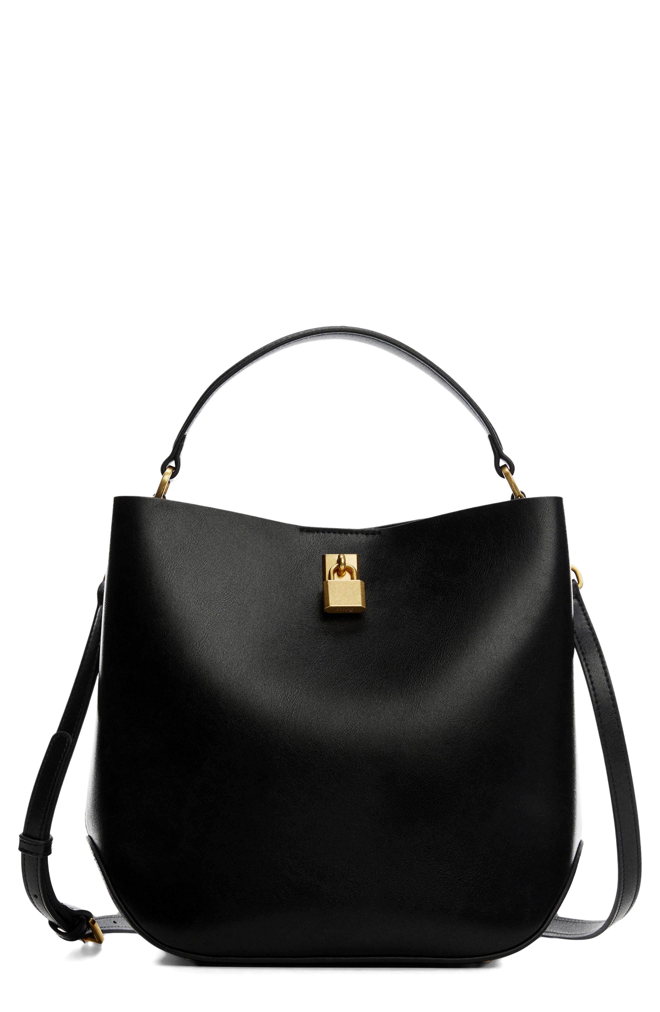 MANGO Padlock Faux Leather Shopper Bag, Main, color, 