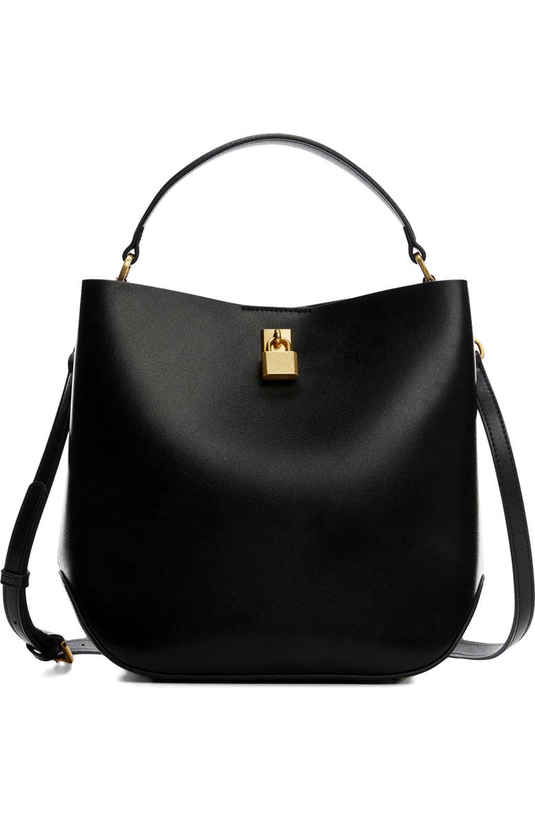 MANGO Padlock Faux Leather Shopper Bag, Main, color,
