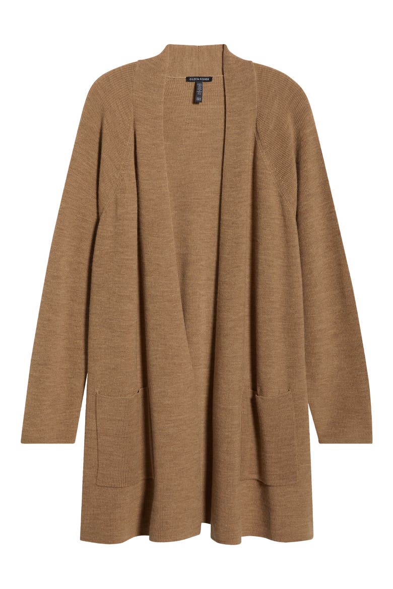 Open Front Wool Cardigan, Alternate, color, BISCUIT