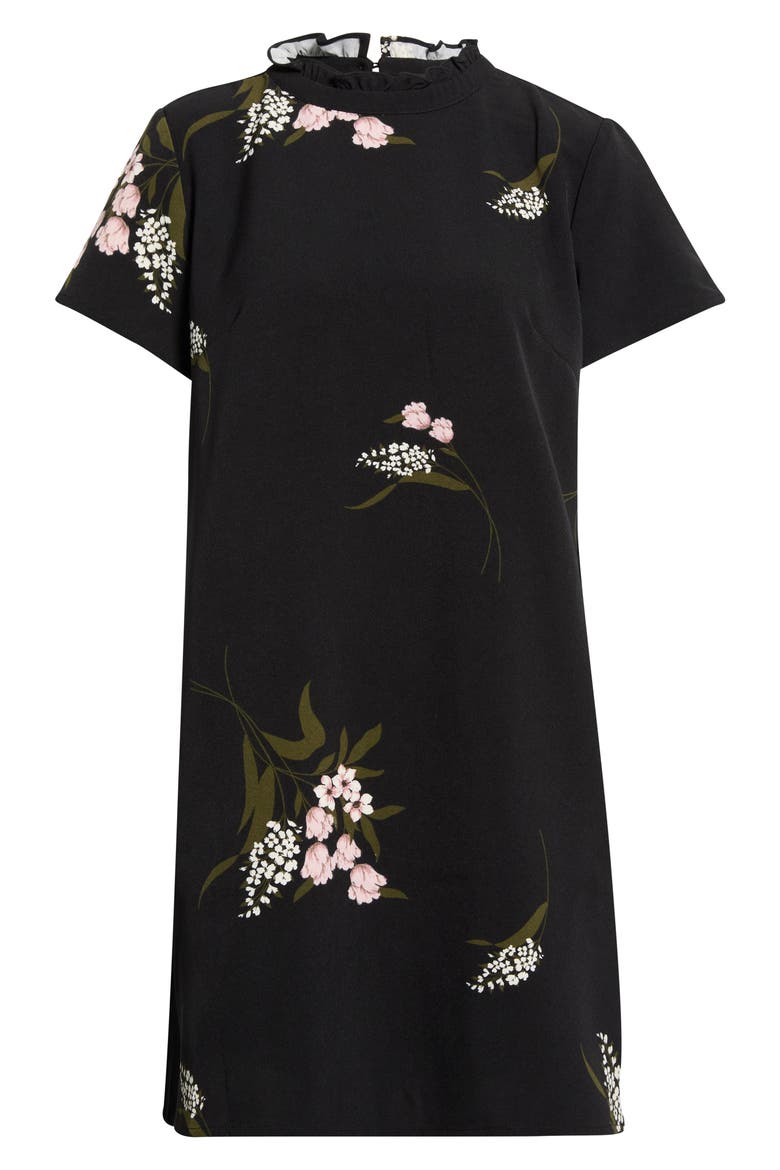 Rickie Floral Print Shift Minidress, Alternate, color, BLACK-MULTI