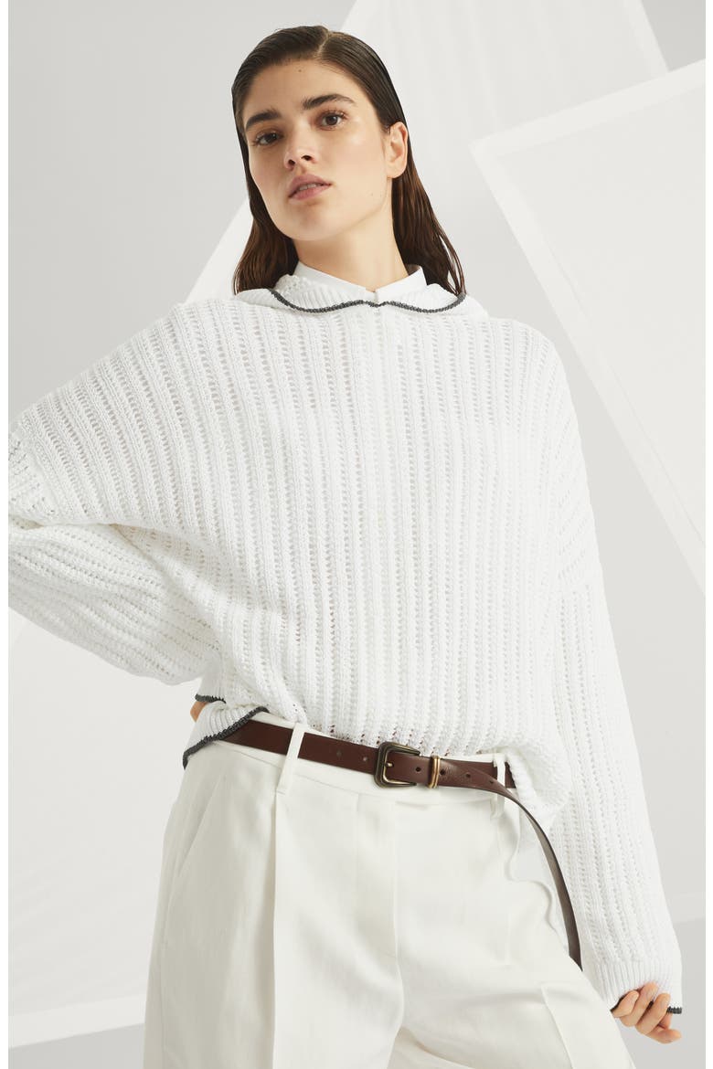 Sweatshirt with monili, Alternate, color, White