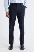 ZANETTI Slim Fit Flat Front Blue Wool Dress Pants