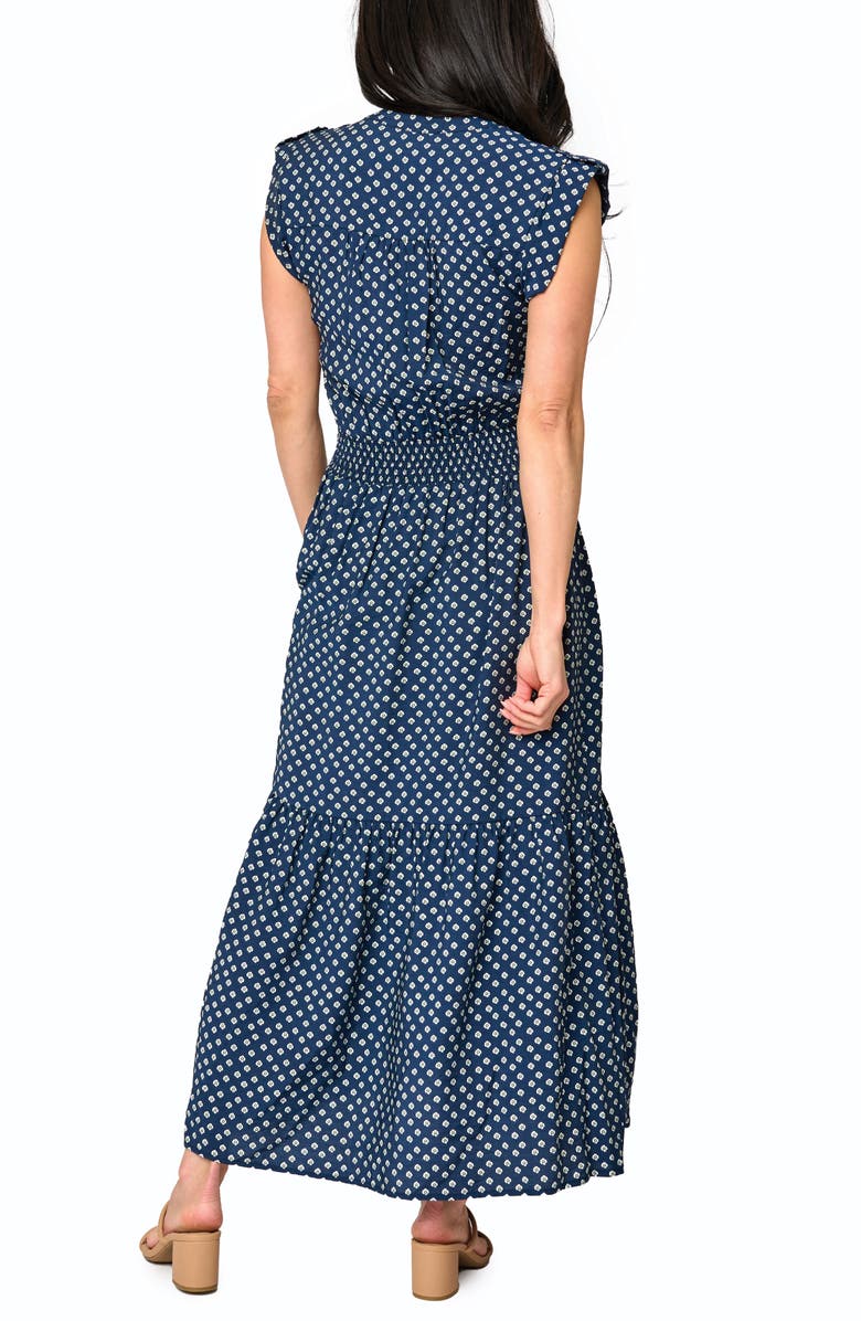 GIBSONLOOK Bohemian Smock Waist Maxi Dress, Alternate, color, Navy Daisy