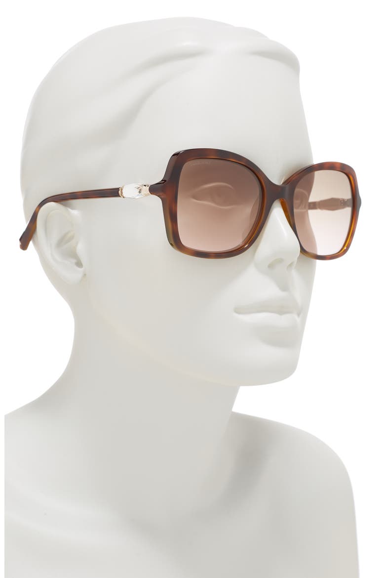 54mm Geometric Sunglasses, Alternate, color, DARK HAVANA / BROWN MIRROR