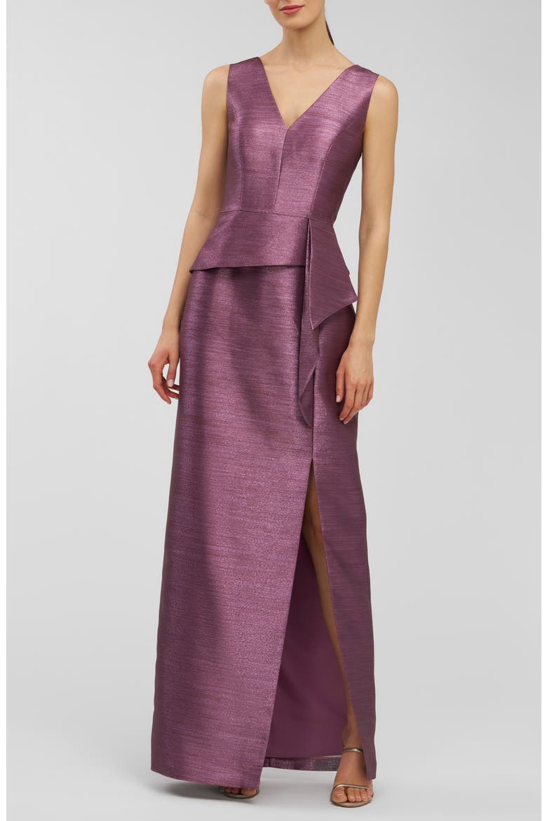 Octavia Metallic Column Gown, Main, color, DEEP MINK