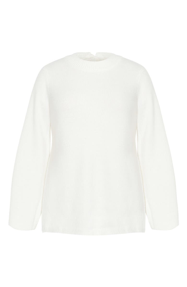 City Chic Bow Back Bell Sleeve Sweater, Alternate, color, Ivory
