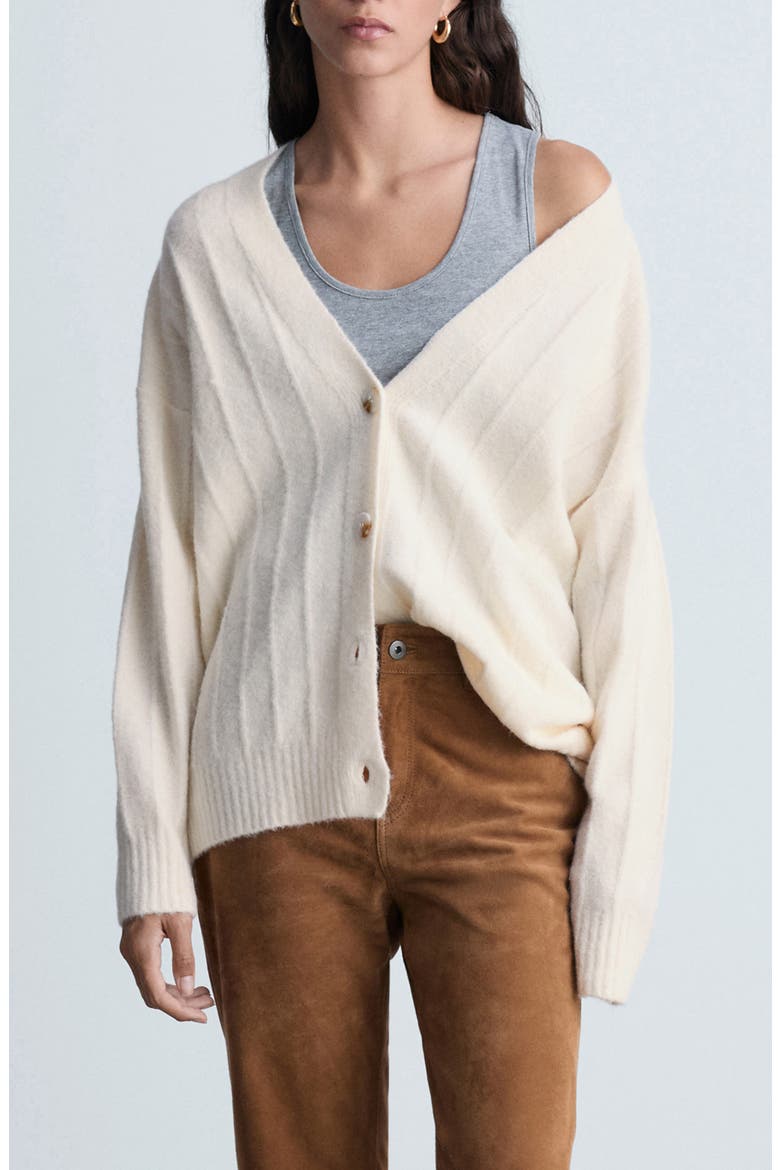 Longline Rib Cardigan, Main, color, ECRU