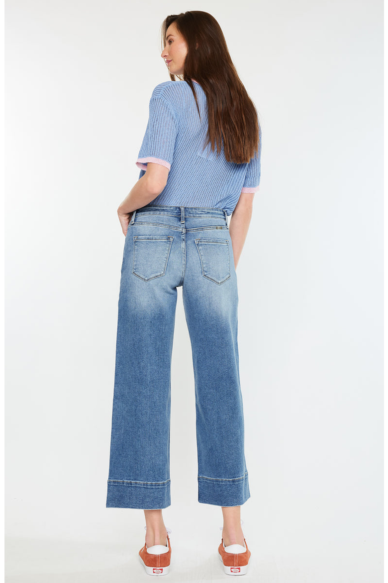 Kells High Rise Crop Wide Leg Jeans, Alternate, color, Medium Wash