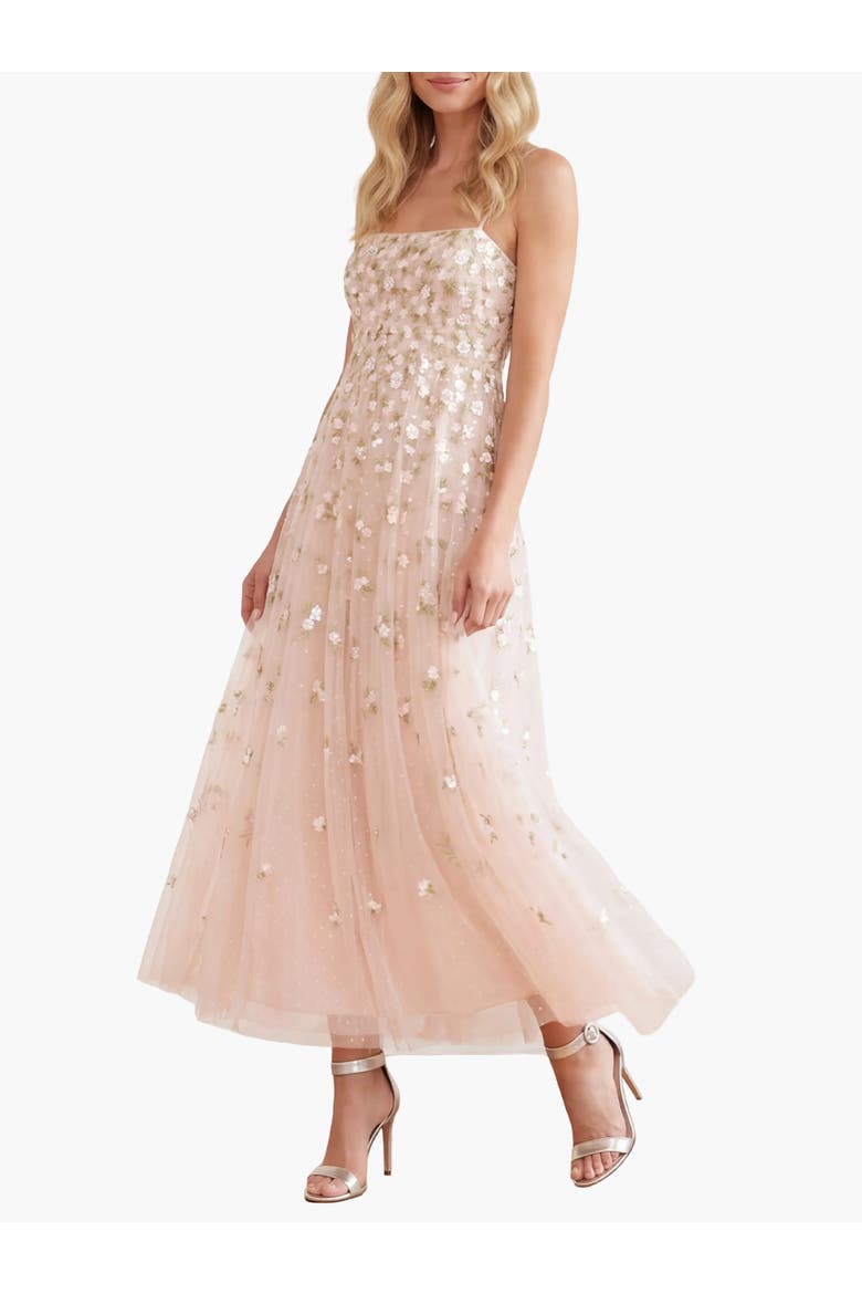 Meadow Ditsy Cami Ankle Gown, Main, color, Opal/Peach