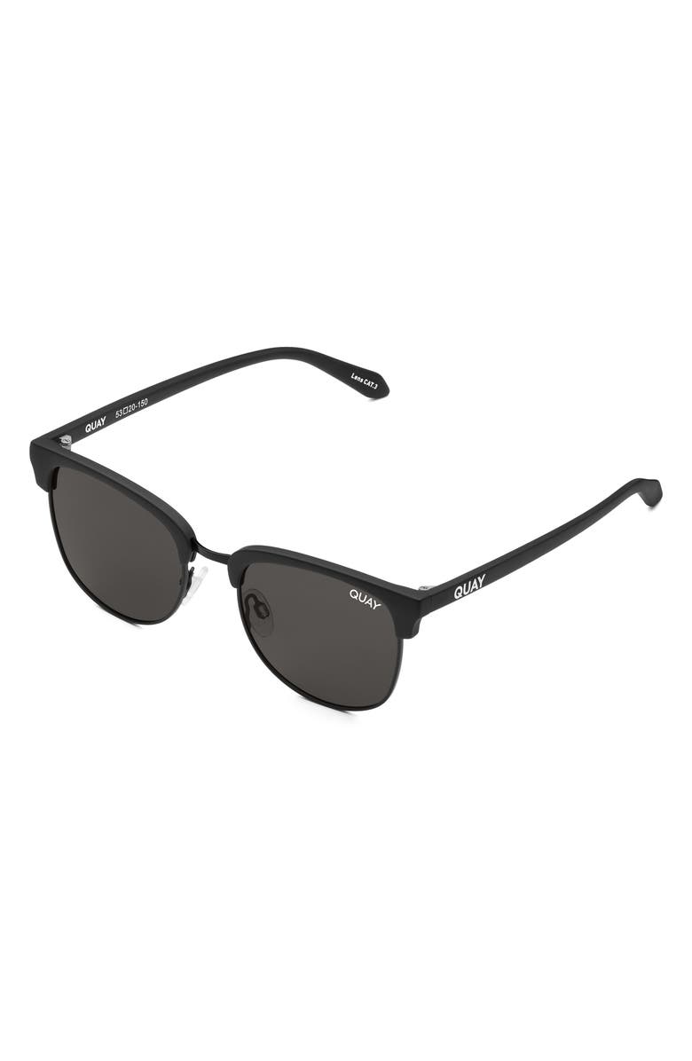 QUAY Evasive 46mm Polarized Square Sunglasses, Alternate, color, Black/ Smoke Polarized