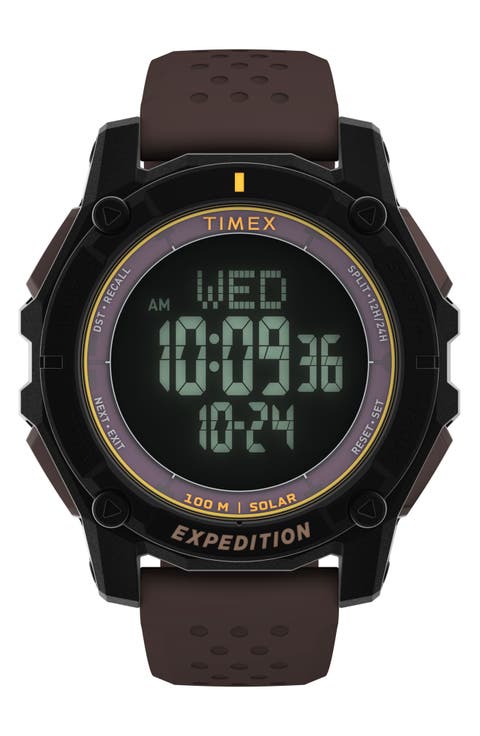 Expedition Ridge Solar Digital Silicone Strap Watch, 49mm