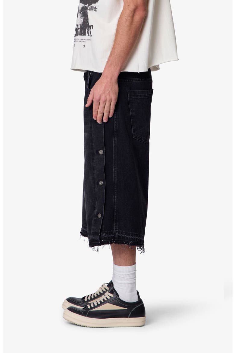 Ultra Baggy Offset Button Denim Shorts, Alternate, color, BLACK