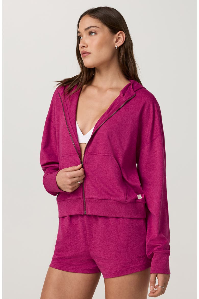 Halo Modern Zip Hoodie, Alternate, color, DRAGON FRUIT HEATHER