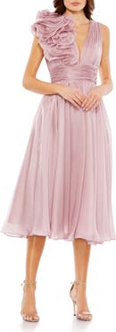 Mac Duggal Sleeveless Chiffon A-Line Tea Length Cocktail Dress