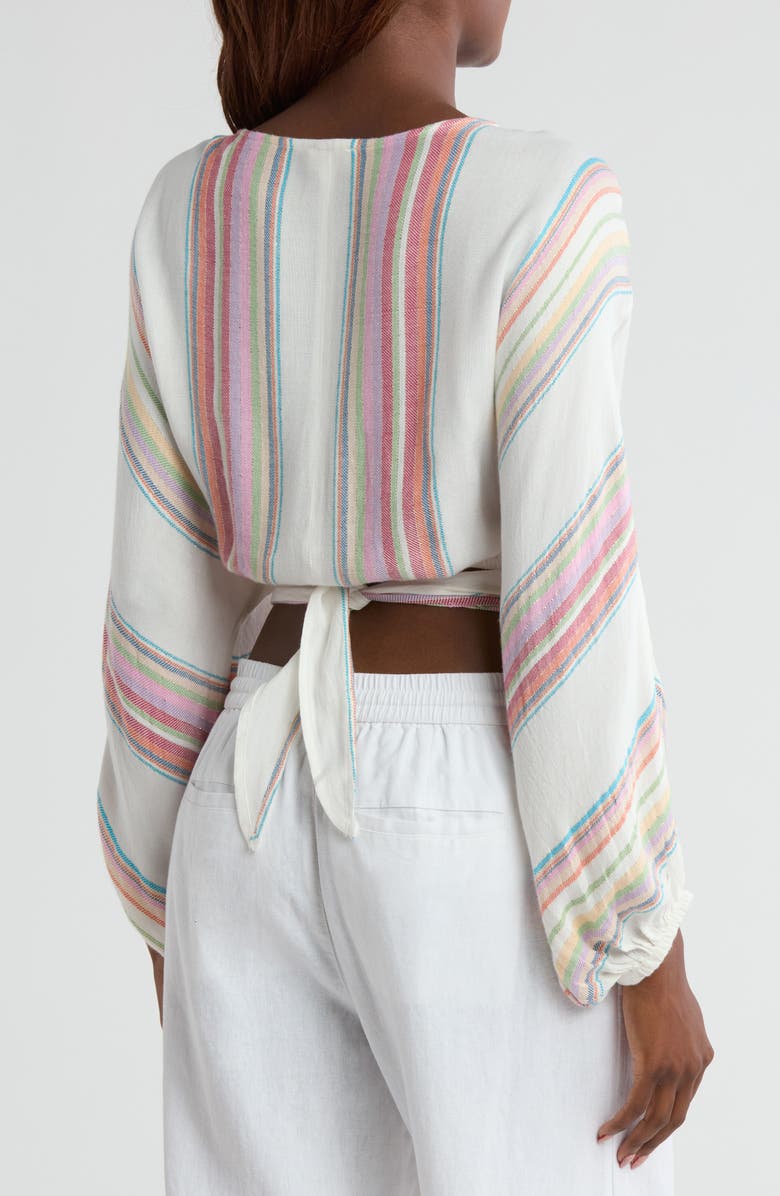 Elan Stripe Long Sleeve Tie Front Cover-Up Top, Alternate, color,