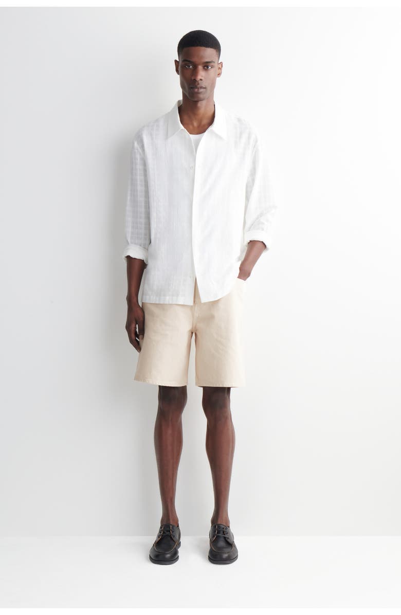 COS Knee-length Denim Shorts, Main, color, Chalk