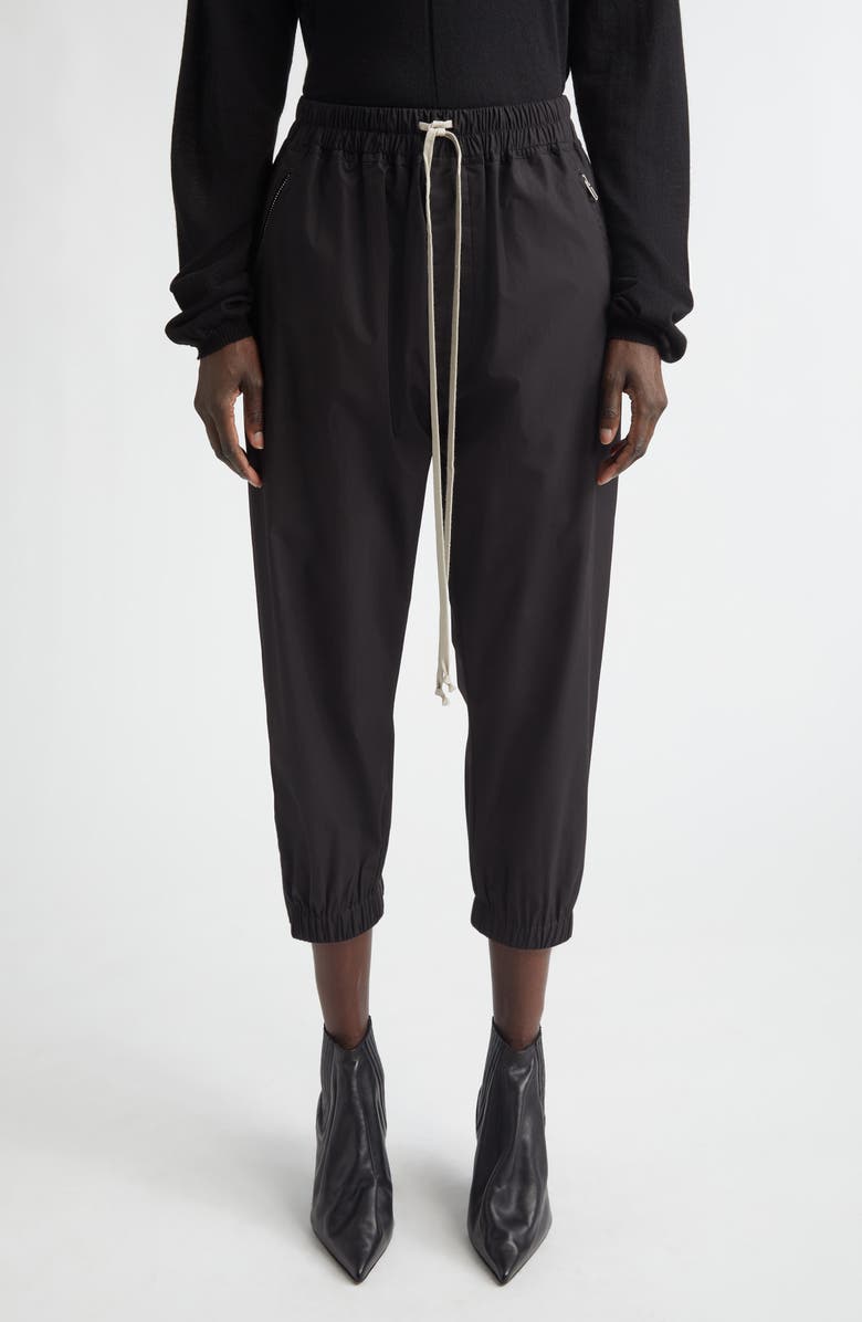 Rick Owens Cotton Crop Joggers, Main, color, Black