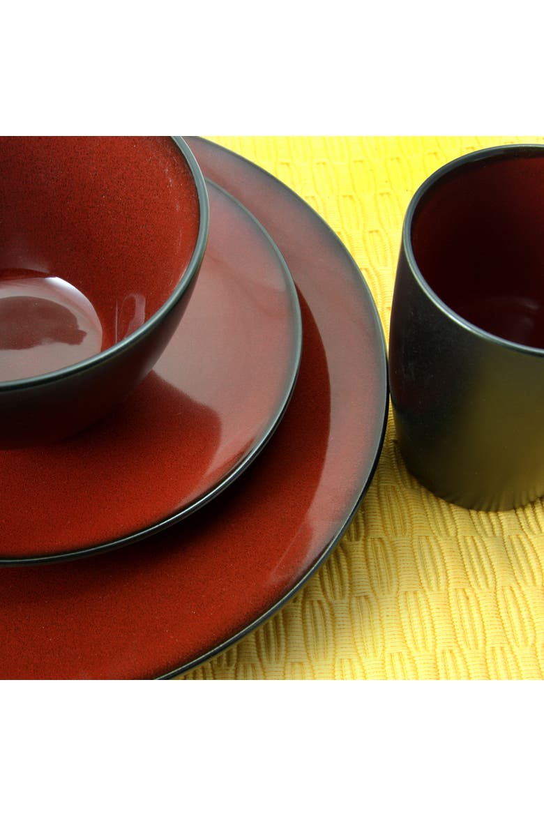 Round 16-Piece Dinnerware Set, Burgundy, Alternate, color, Red