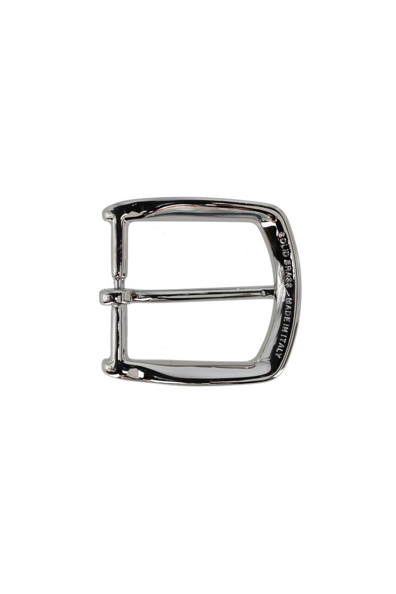 35mm Italian Solid Brass Rounded Edged Harness Belt Buckle, Alternate, color, Shiny Nickel