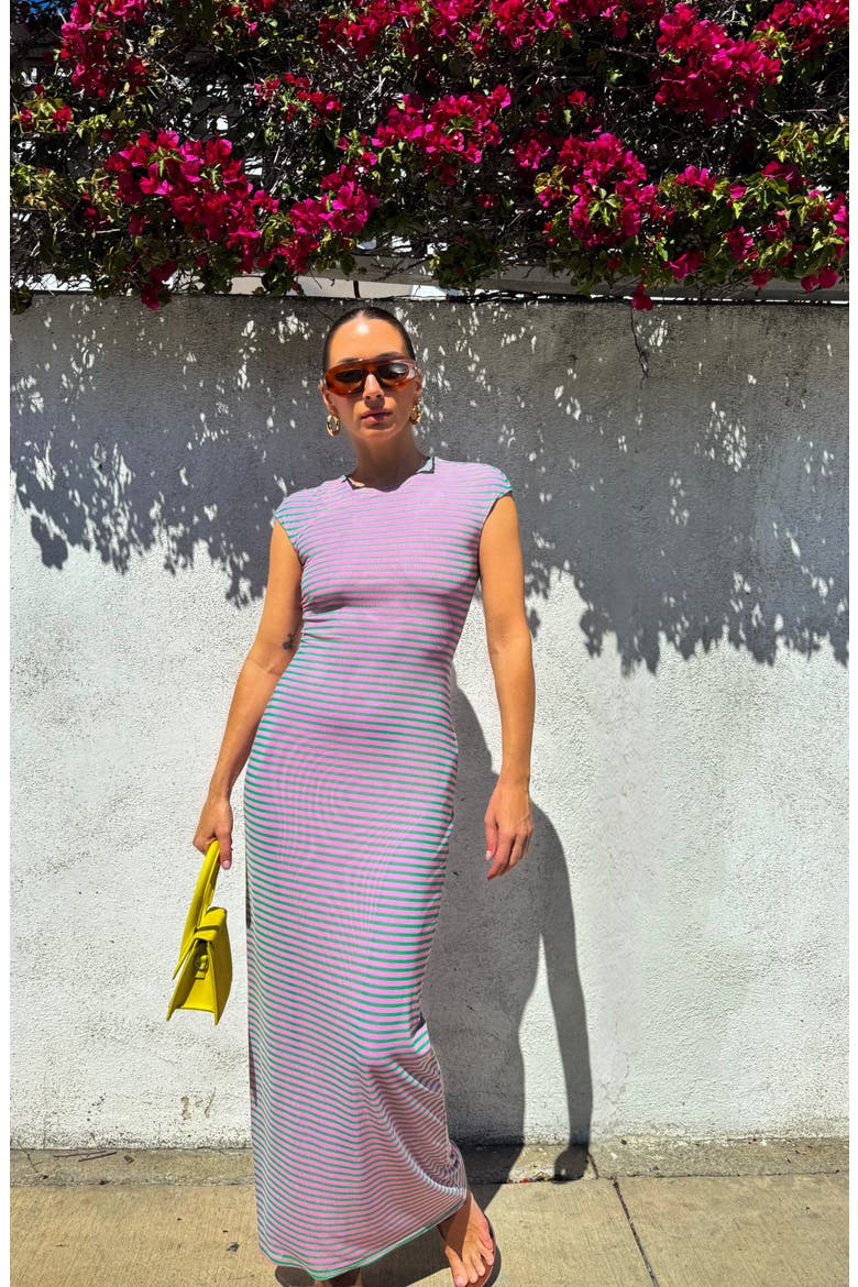 Cody Mesh Maxi Dress, Alternate, color, ROSE STRIPE