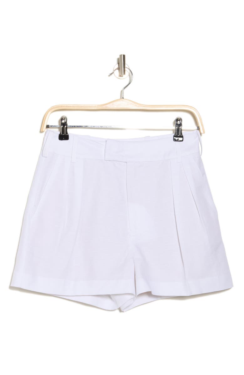 7 For All Mankind Pleated Linen Blend Shorts, Alternate, color, White