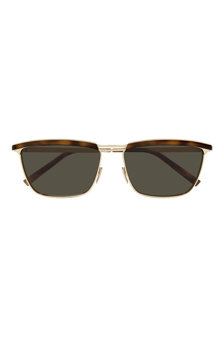 57mm Rectangular Sunglasses, Main, color, GOLD