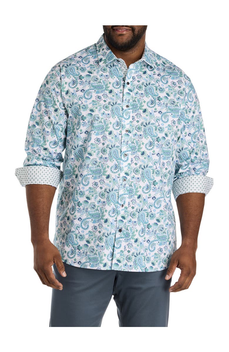 Synrgy by DXL Big 
Tall Large Paisley Sport Shirt, Main, color, White Multi