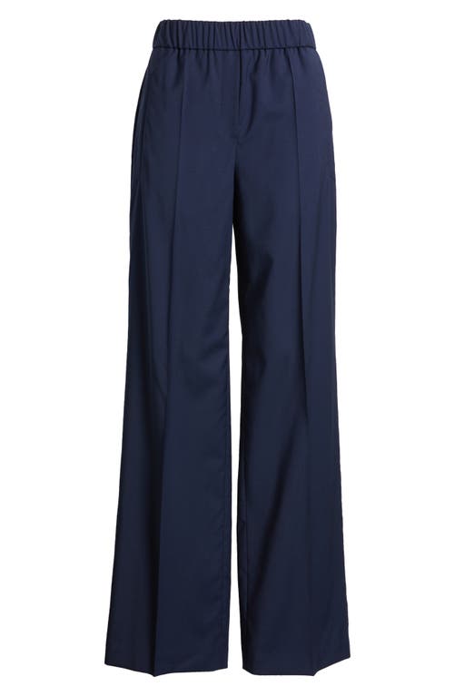 Hugo Boss Boss Toyal Pull-on Virgin Wool Flare Pants In Clean Navy