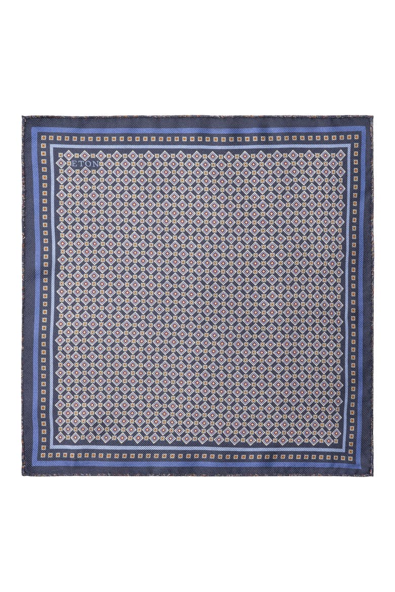 Geometric & Paisley Reversible Silk Pocket Square, Alternate, color, NAVY