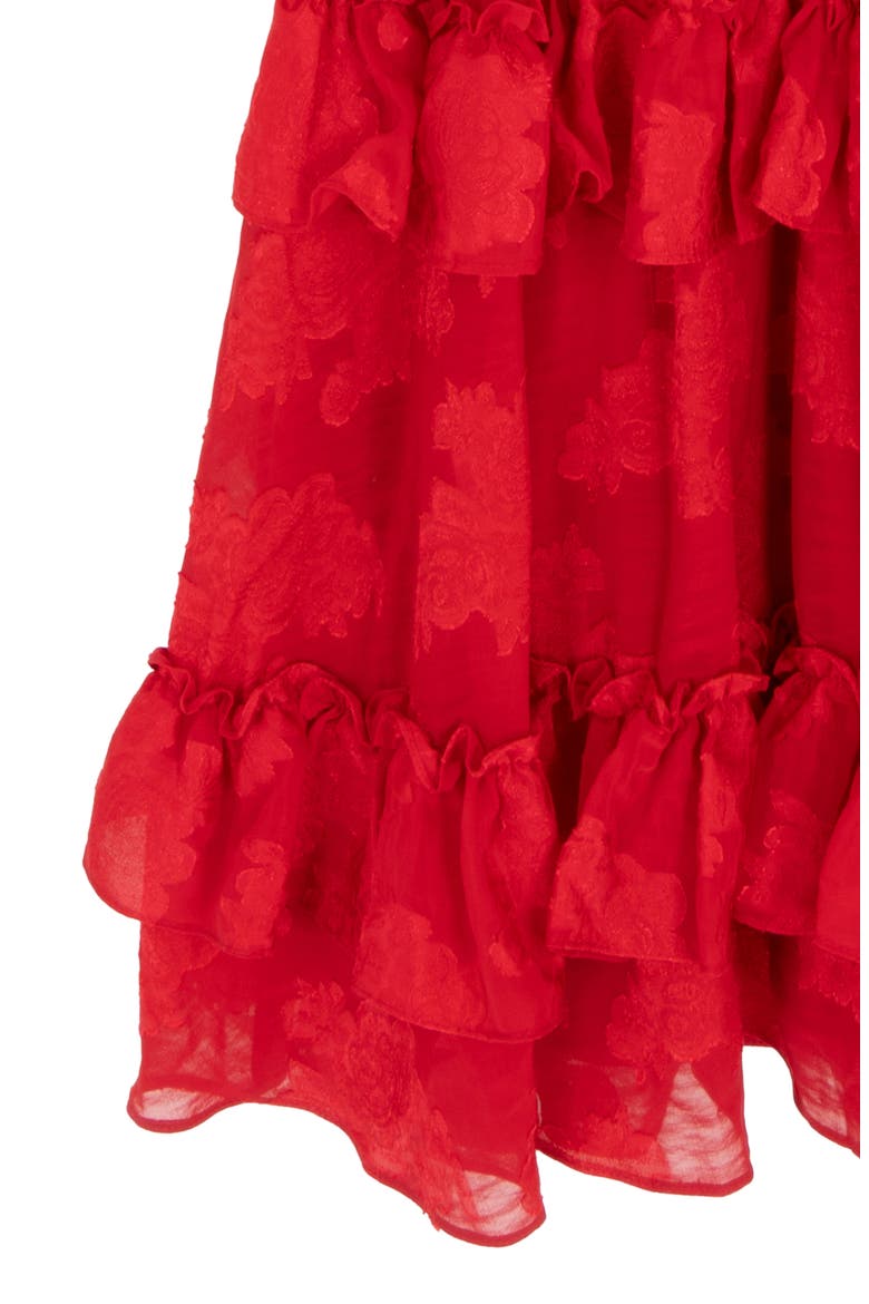 Kids' Burnout Chiffon Smocked Dress & Necklace Set, Alternate, color, RED