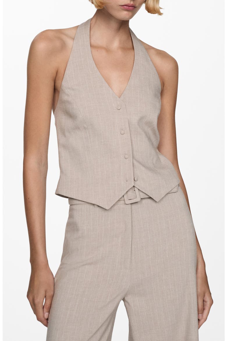 Pinstripe Halter Vest, Main, color, BEIGE