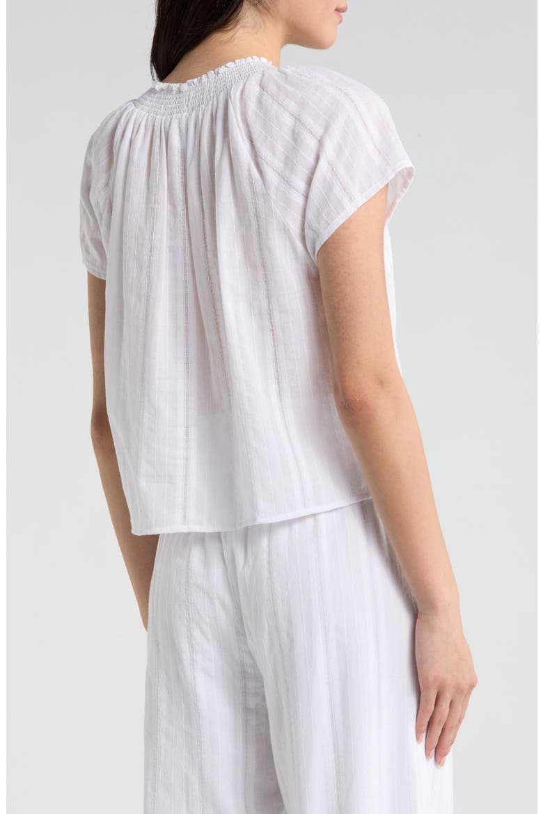 Meadow Stripe Cotton Crop Top, Alternate, color, WHITE