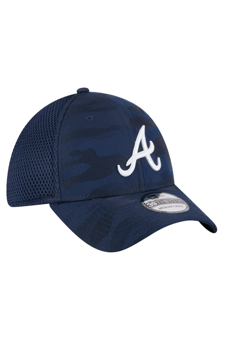 New Era Men's New Era Navy Atlanta Braves Subtle Camo 39THIRTY Flex Hat, Alternate, color, 