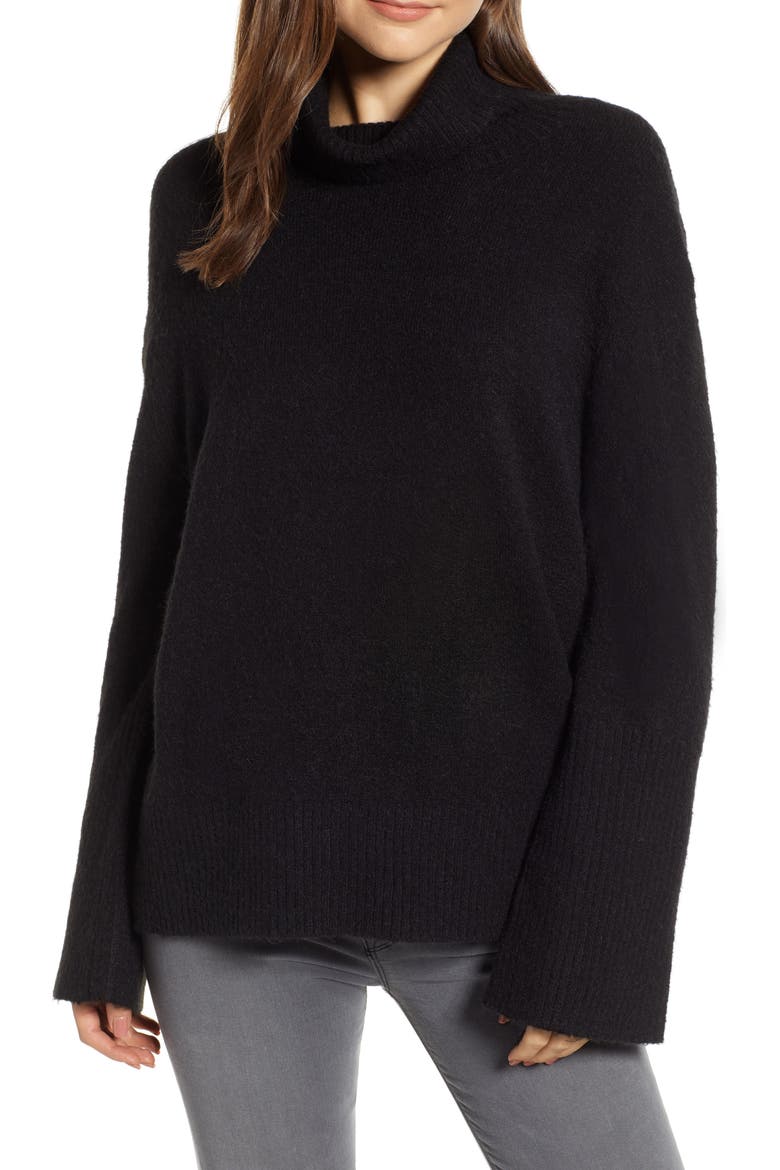 Bell Sleeve Sweater, Main, color, BLACK