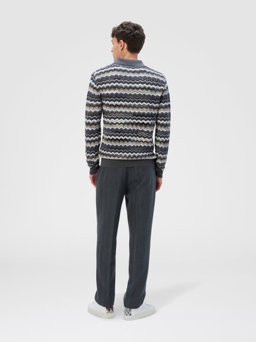 Missoni Long Sleeve Polo With V-neck And Zigzag Pattern In Multi