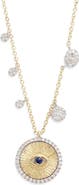 Meira T Diamond & Sapphire Evil Eye Pendant Necklace