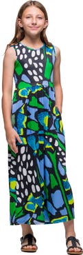 24sevenKid Blue Butterfly Print Sleeveless Maxi Dress with Pockets
