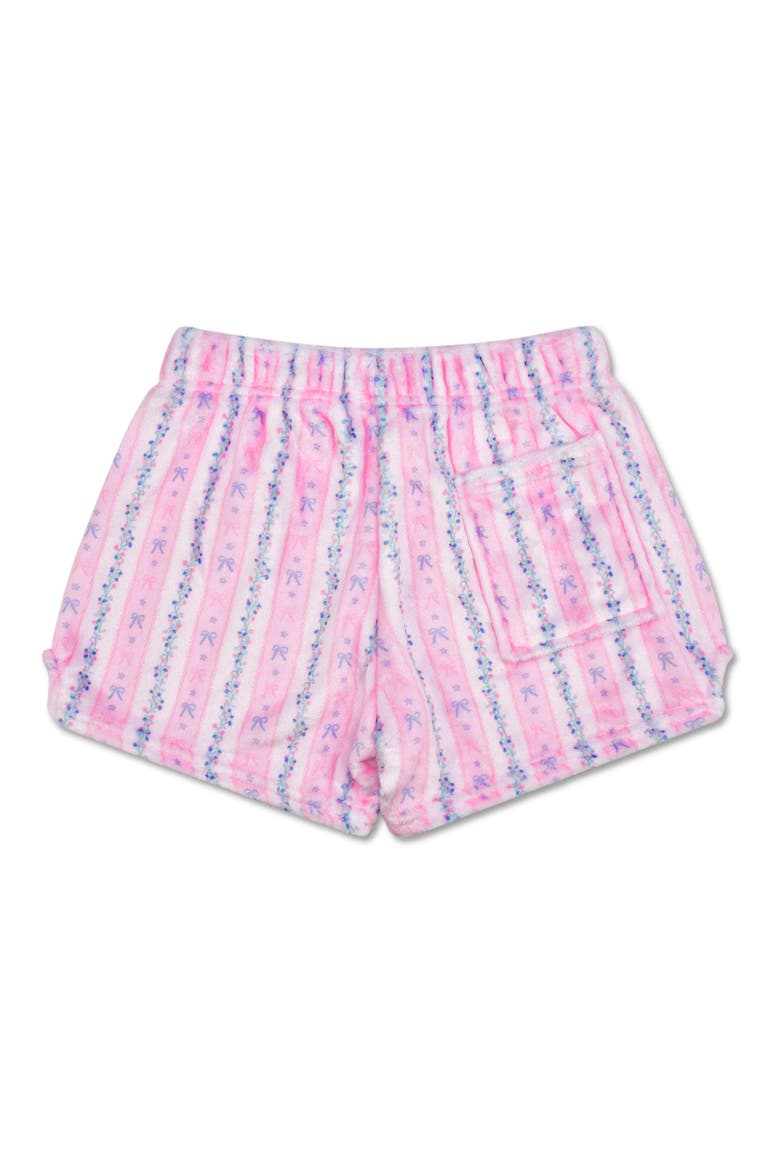 Kids' Floral Stripes Plush Shorts, Alternate, color, PINK MULTI