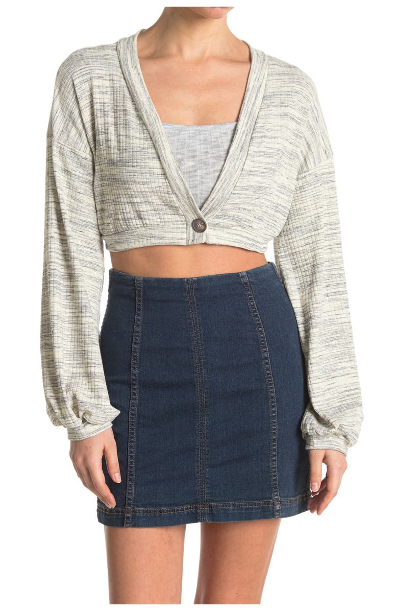 Know One Cares Cropped One Button Space Dyes Cardigan, Main, color,
