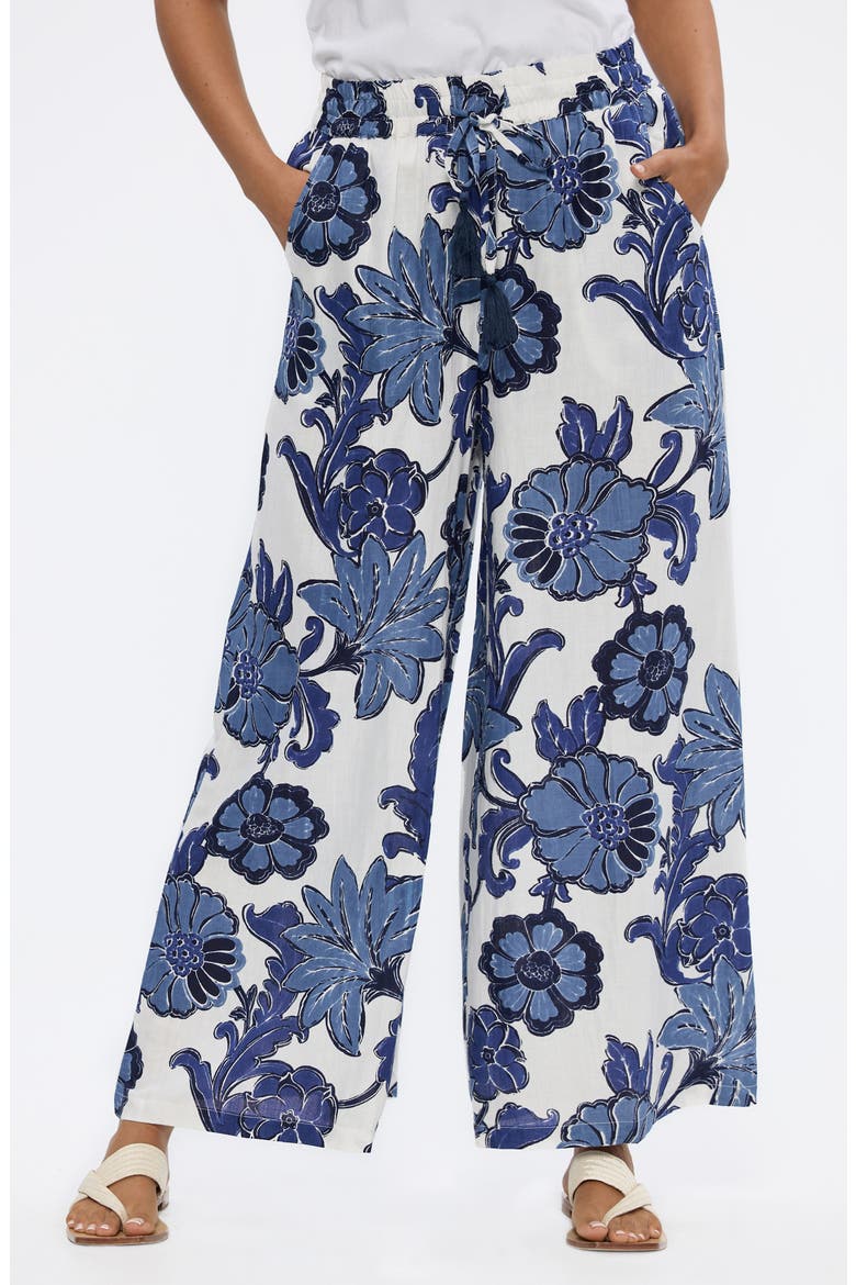 Freedom Floral Wide Leg Drawstring Pants, Main, color, NAVY IBIZA