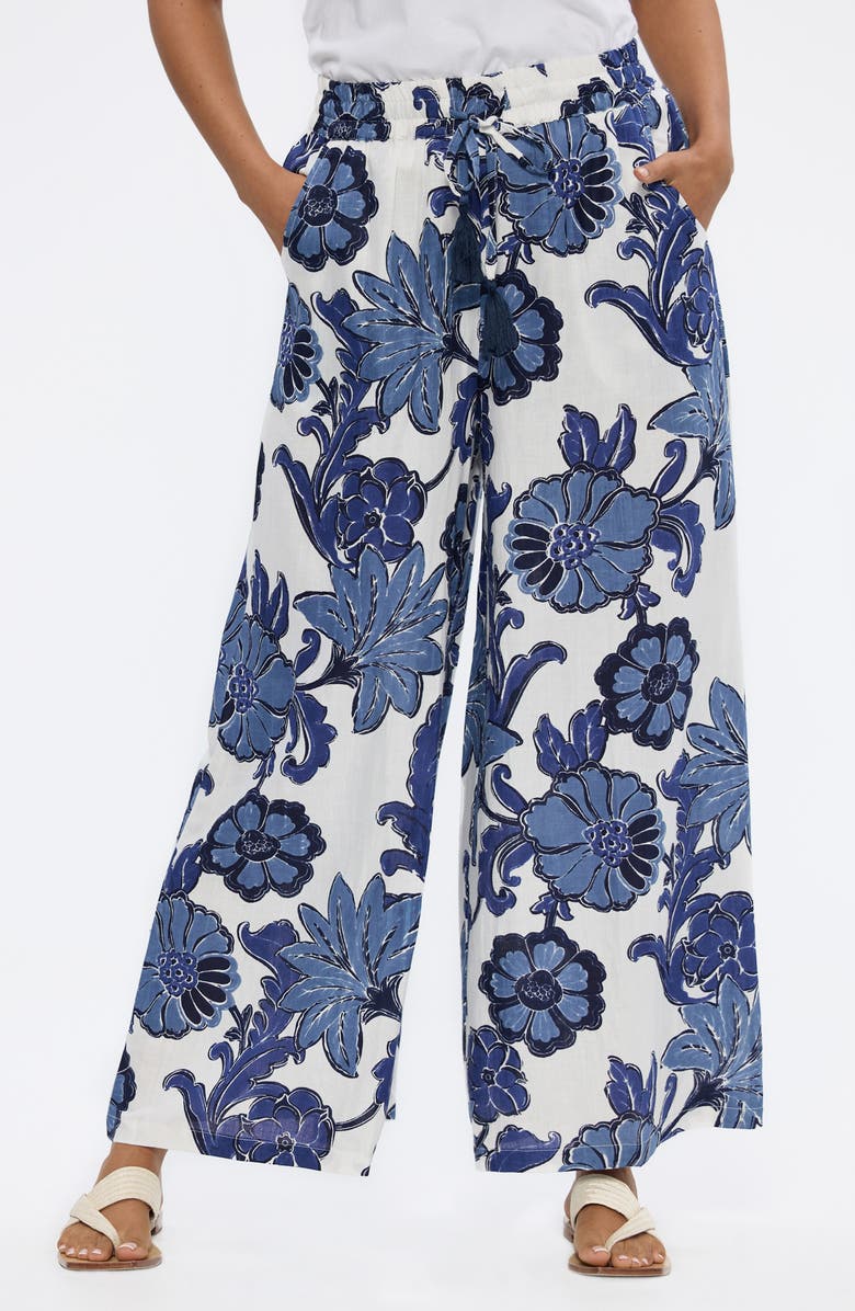 Talisman the Label Freedom Floral Drawstring Pants, Main, color, Navy Ibiza