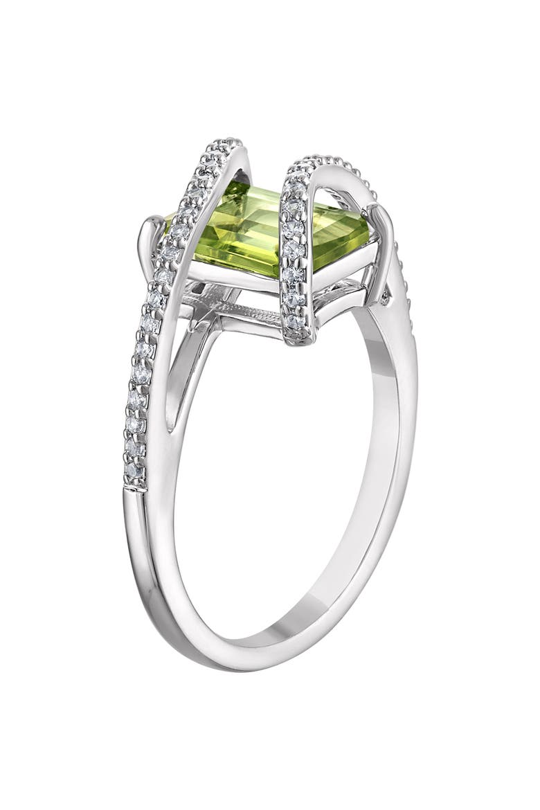 Emerald Cut Peridot Bypass Ring, Alternate, color, GREEN