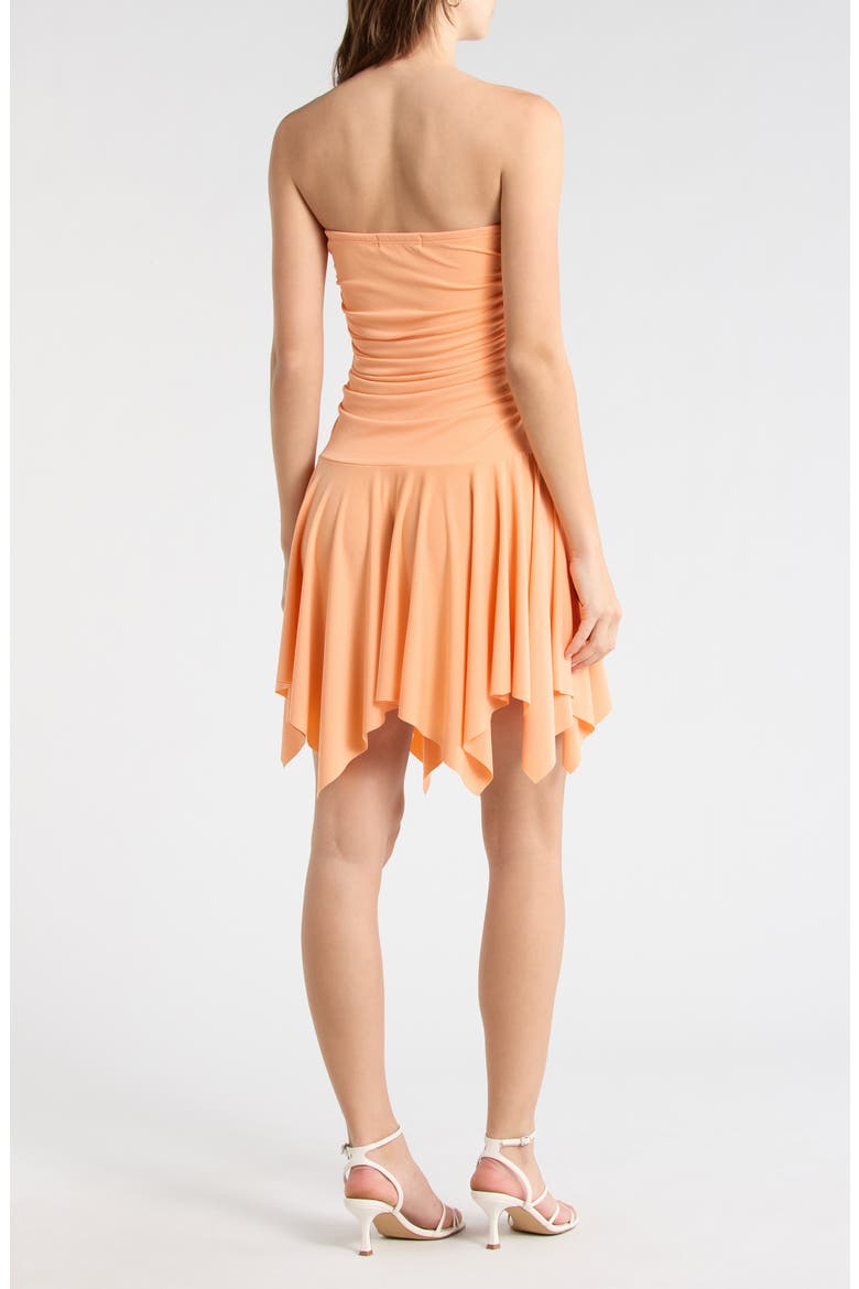 Ruched Strapless Drop Waist Dress, Alternate, color, PEACH COBBLER