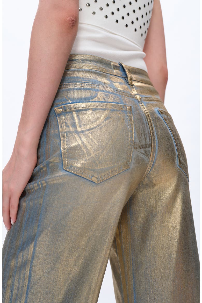 Metallic High Waist Wide Leg Jeans, Alternate, color, GOLDEN
