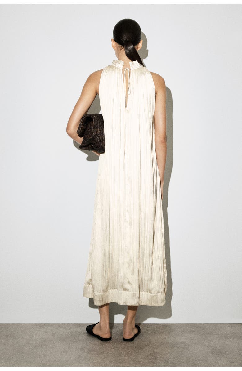 COS Crinkled-satin Midi Dress, Alternate, color, Ecru